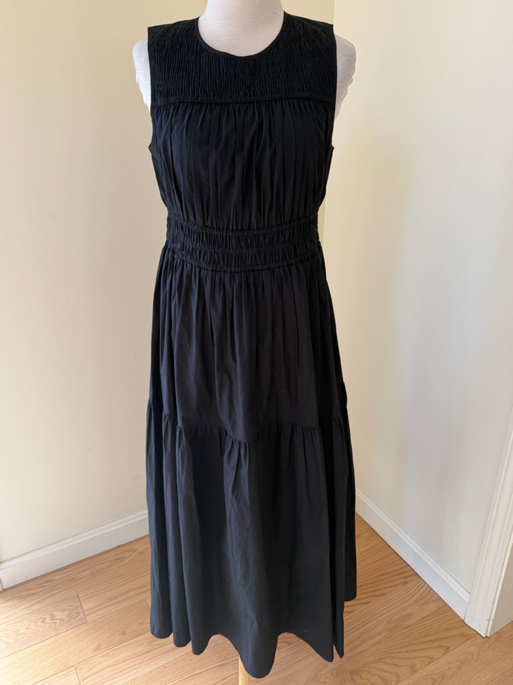 Nobody’s Child Sz 8, black cotton sleeveless  dress with smocking.UK size 12. - Picture 3 of 10